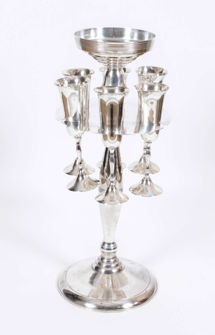 Vintage Champagne Bucket With Six Flutes